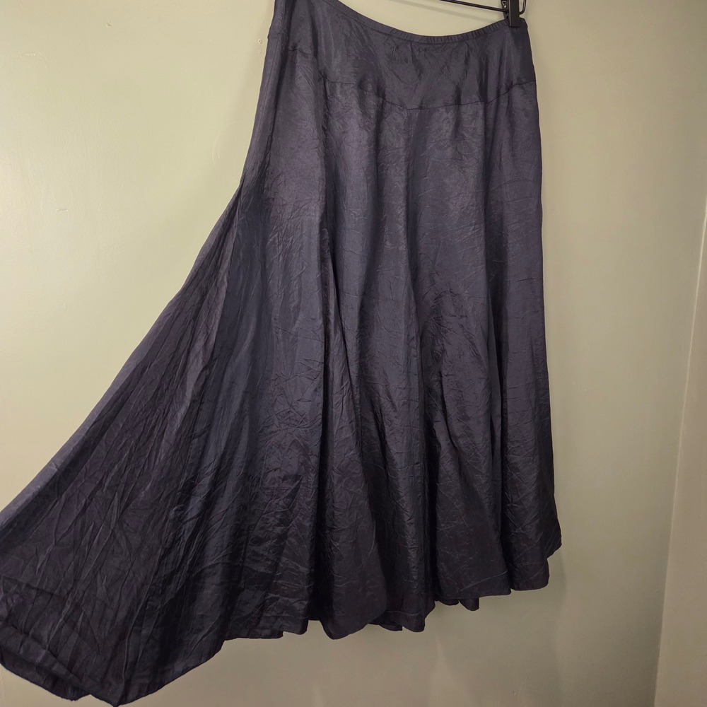 Vintage Karen Kane Women's Pull On Midi Skirt Size L Petite Dark Navy Blue - Picture 6 of 9